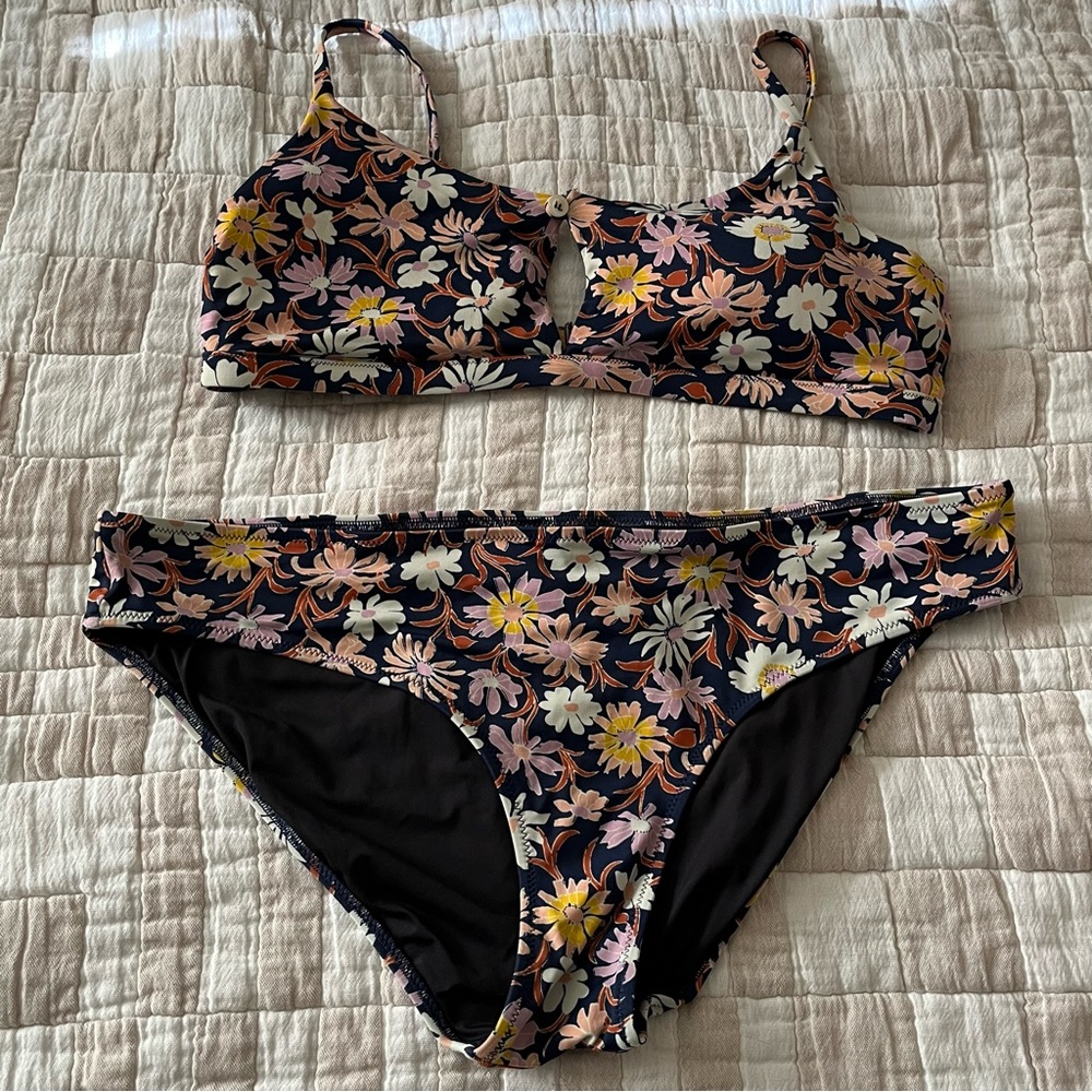 Madewell Floral Bikini Set in Navy - Size XL